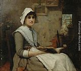William Watson Interior Med Lasande Kvinna painting